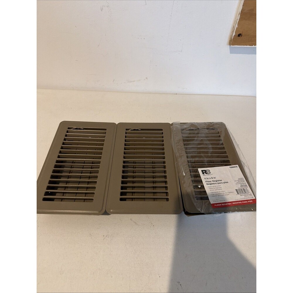 Lot Of 3- RB Reliabilt 66035 4" x 8" Brown Metal Floor Register Vent Cover
